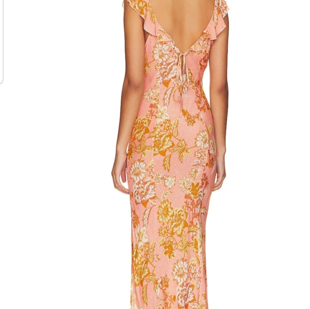 NWT Free people Remind Me Maxi Slip Dress in Coral Combo size L - Picture 2 of 8